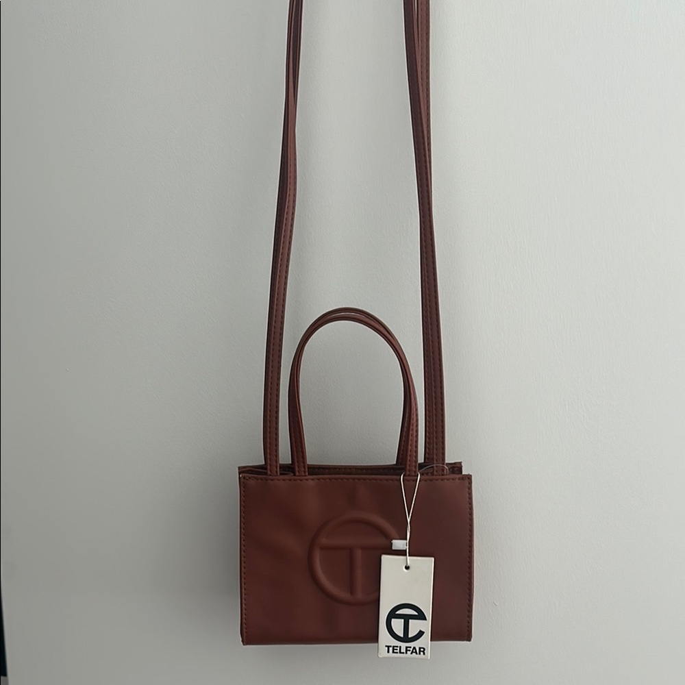 Telfar Brown Mini Bag with Crossbody Strap